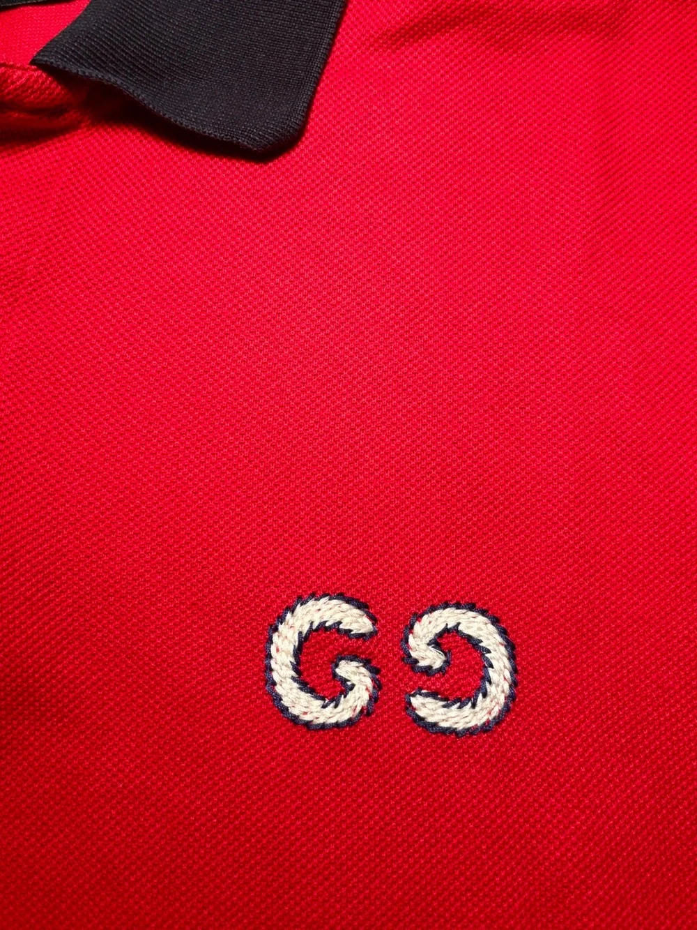 SOLD - Gucci Red Black Collar GG Runway Polo